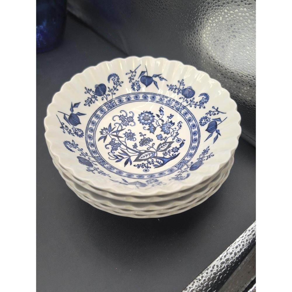 vtg. J & G Meakin Classic Bowls Blue Nordic England Set of 5 English Ironstone